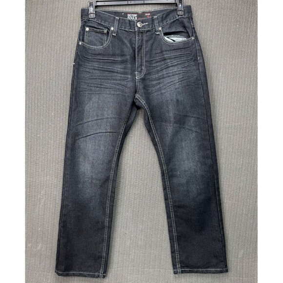 Se7en Souls Other - Se7en Souls Mens Size 32x30 Black Straight Fit Denim Jeans Distressed Style